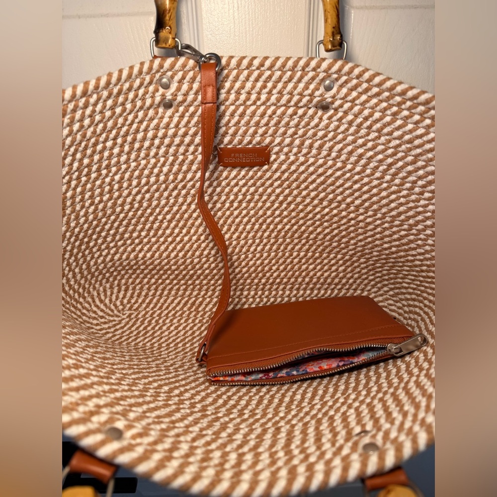 French Connection Tan and White Tote Bag - Picture 3 of 7